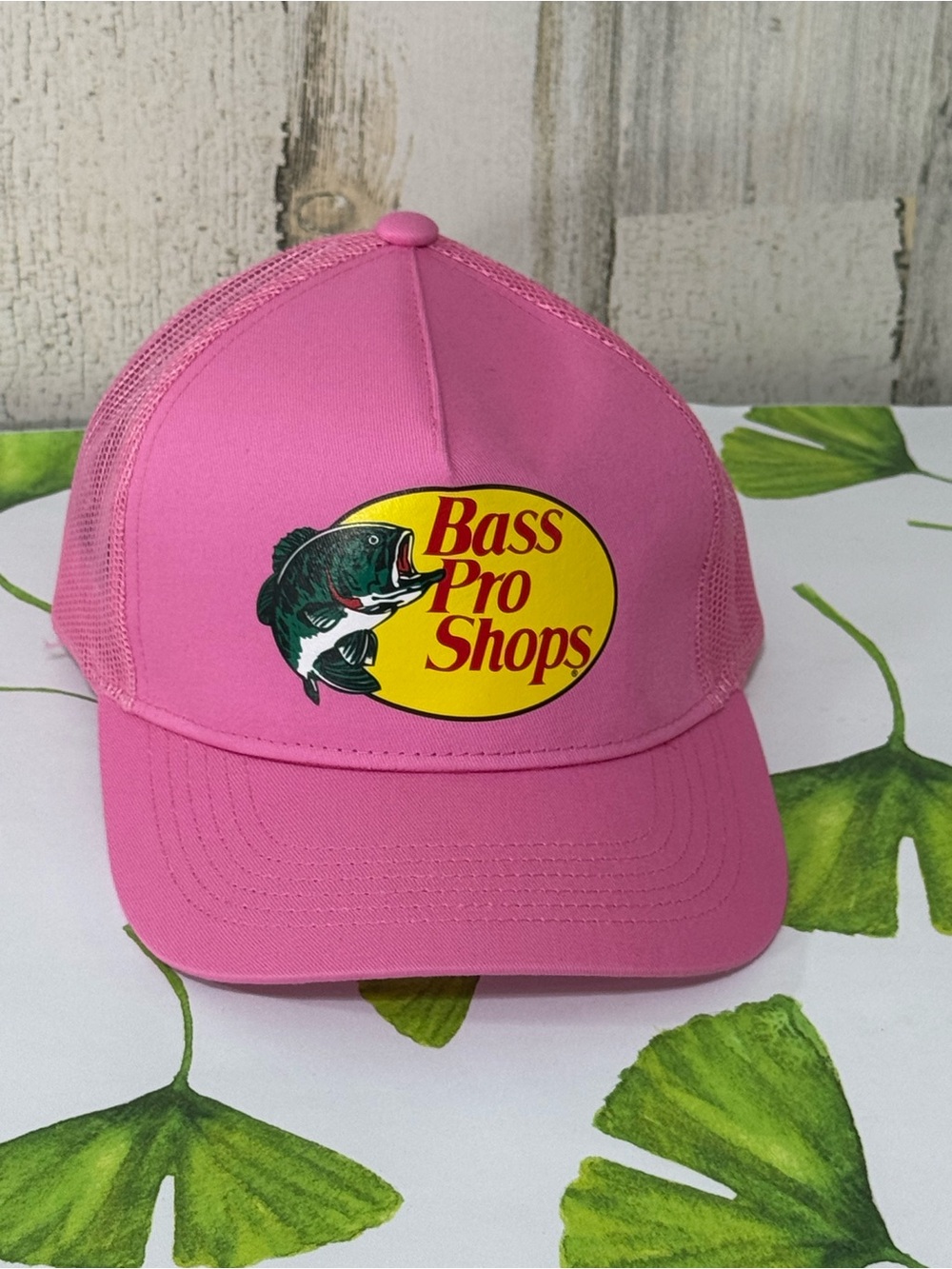 Bass Pro Shops Hot Pink Mesh Trucker Cap Yellow Bass Pro Shop Logo Adjustable